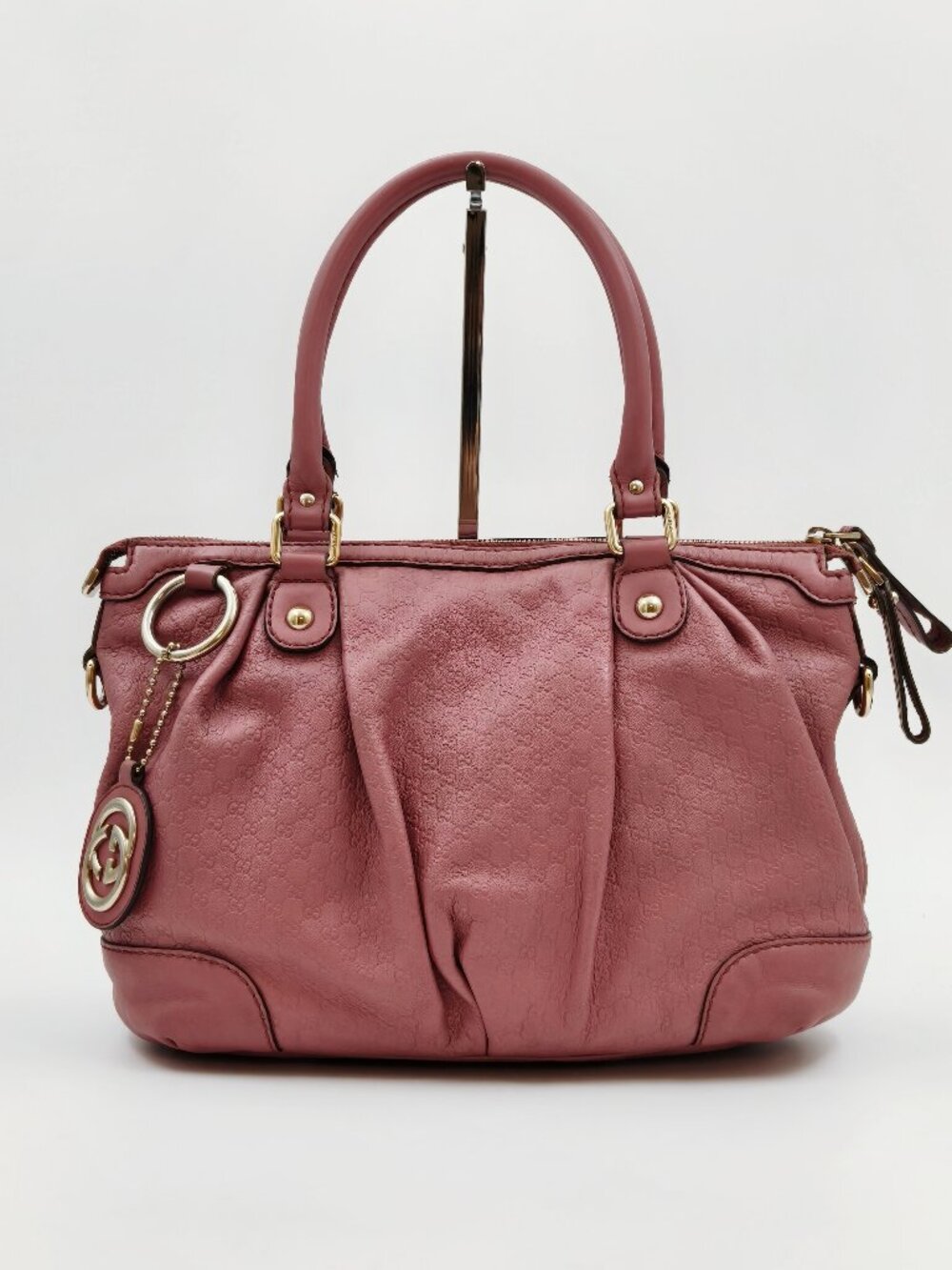 Gucci Guccissima Pink Leather Large Boston Satchel Tote Bag Gold Hardware